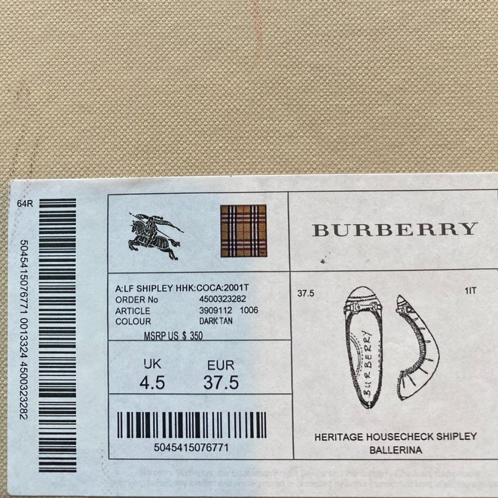 BURBERRY Check Pattern Ballet Flats - Picture 9 of 9